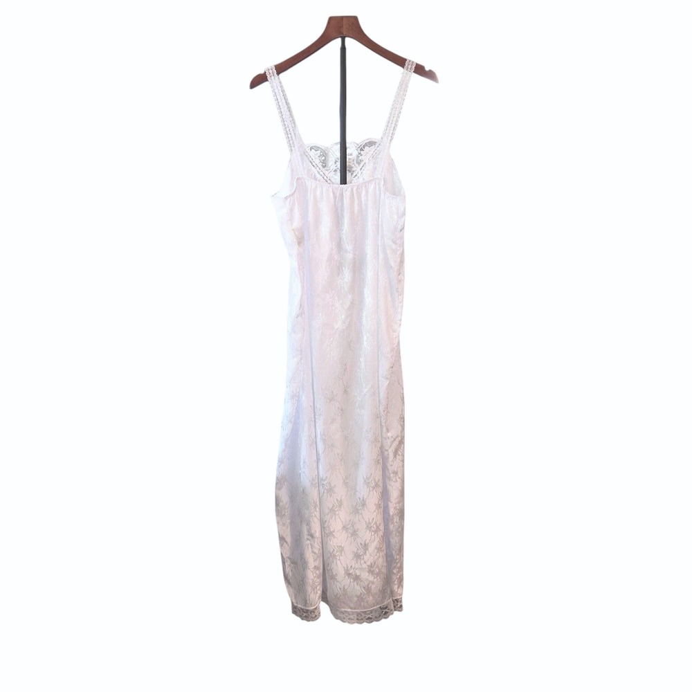 Miss Dior Bridal Gown Womens L White 70s VTG Liquid Satin Lace M1690A Union Made